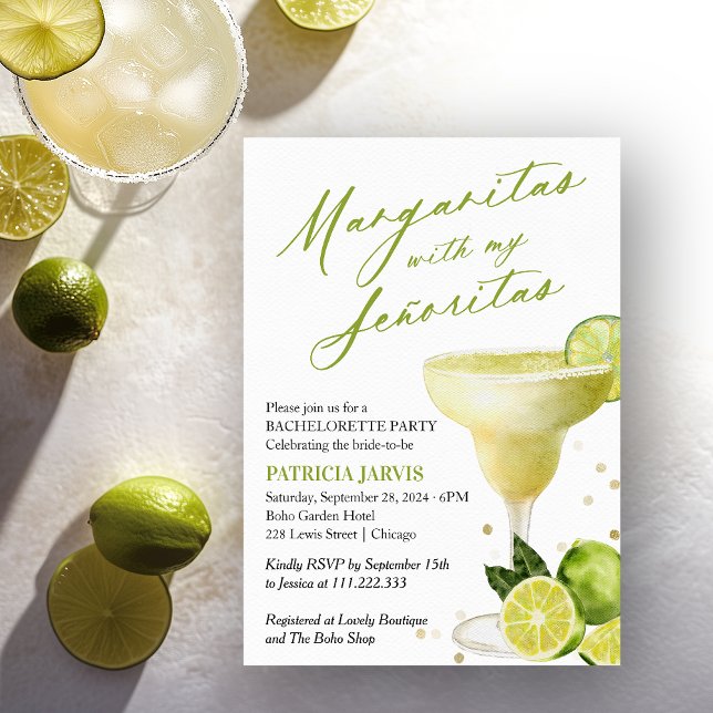 Convites Margaritas Com Minhas Señoritas Festa de Despedida (Criador carregado)