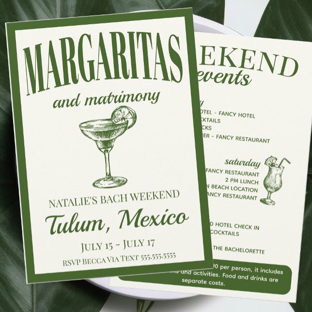 Convites Margaritas E Matrimony Social Cocktail Itinerário (Criador carregado)