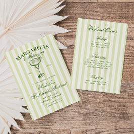 Convites Margaritas e Matrimony Striped Bachelorette