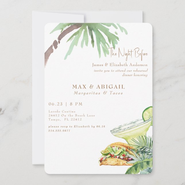 Convites Margaritas e Tacos Na Noite Antes Do Tropical II (Frente)