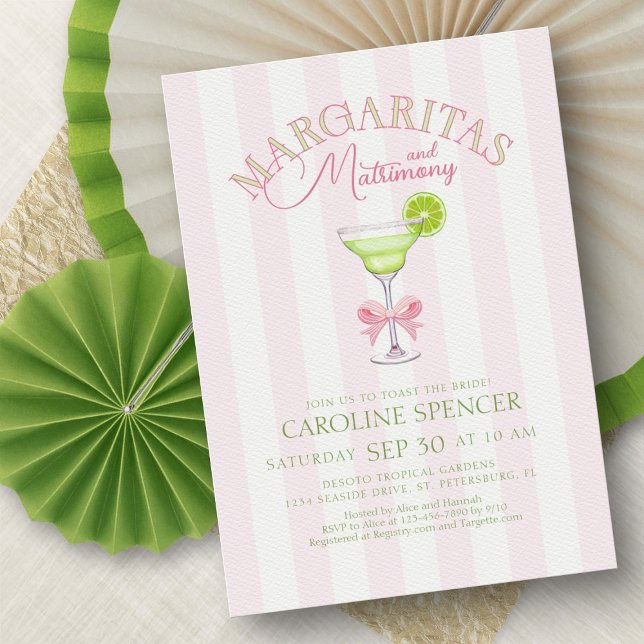 Convites Margaritas Matrimony Bridal Shower Invitation (Criador carregado)