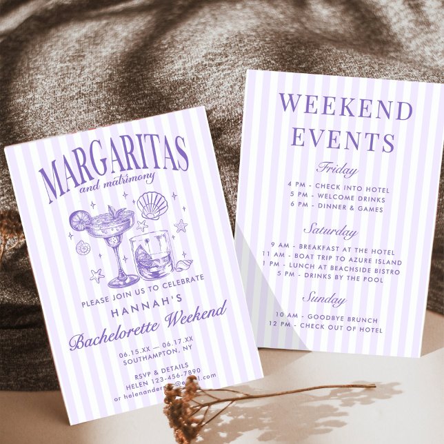 Convites Margaritas Modernas Retrô e Casamento Listrado Bac (Criador carregado)
