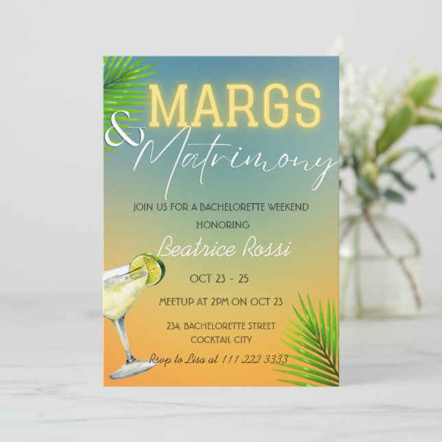 Convites Margs e Matrimony Bachelorette (Em pé/Frente)
