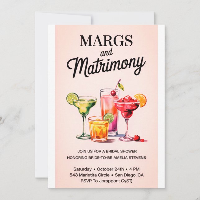Convites Margs e Matrimony Chá de panela | Wat (Frente)