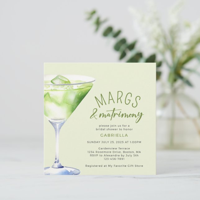 Convites Margs e Matrimony Cocktail Chá de panela (Em pé/Frente)