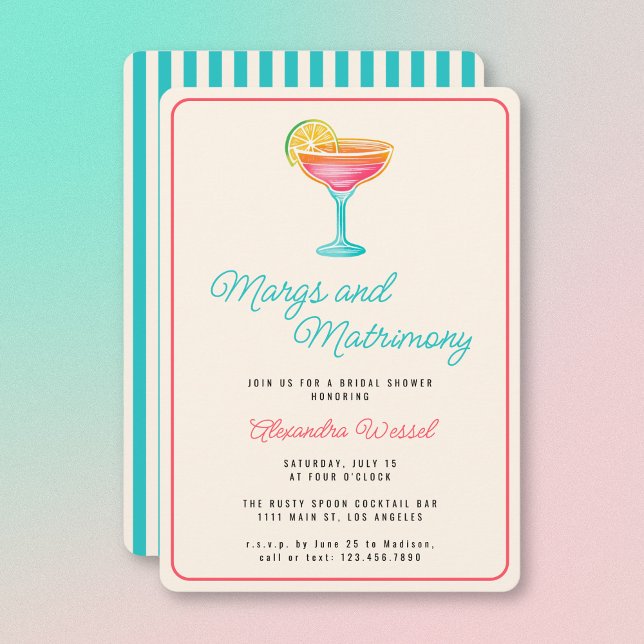 Convites Margs e Matrimony Cocktails Retro Chá de panela (Criador carregado)