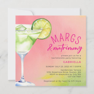 Convites Margs e Matrimony - Festa de solteira Verde Rosa