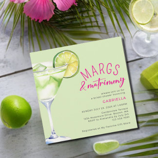 Convites Margs e Matrimony Verde limão Pink Chá de panela