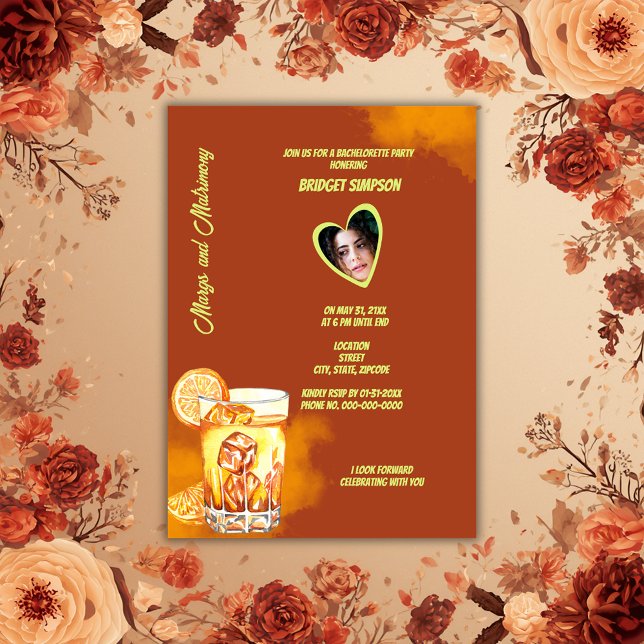 Convites margs marrons boho e votos de casamento foto da no (Criador carregado)