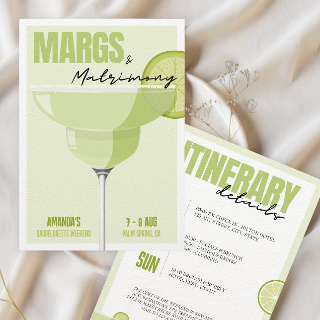 Convites Margs & Matrimony Bachelorette (Margs & Matrimony bachelorette weekend invitation)