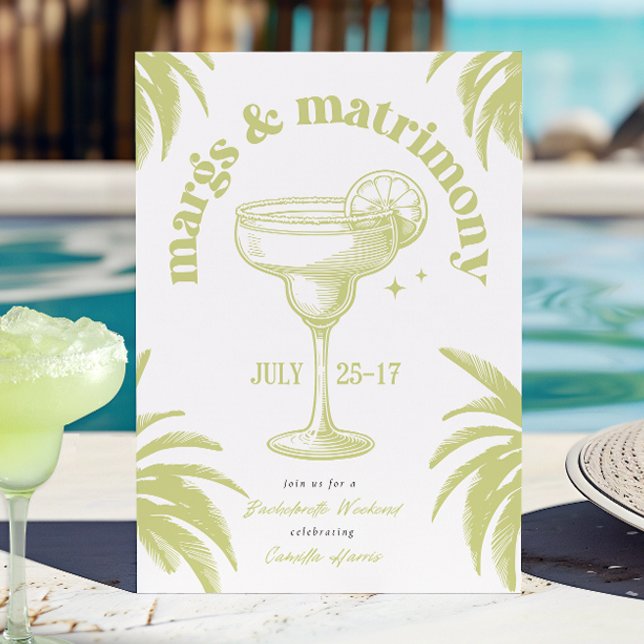 Convites Margs & Matrimony Bachelorette Weekend Itinerário (Criador carregado)