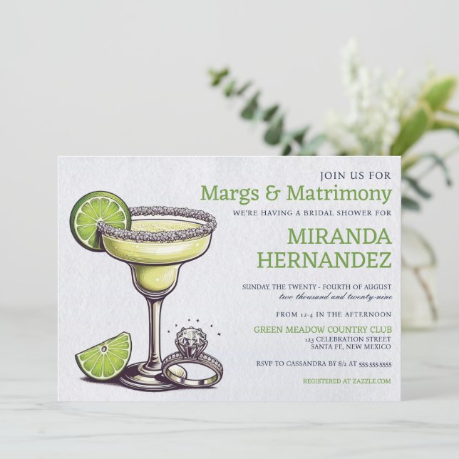 Convites Margs & Matrimony Chá de panela (Em pé/Frente)