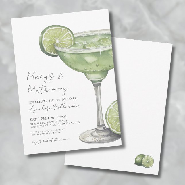 Convites Margs & Matrimony Churrasco de Noivado de Margarit (Margs & Matrimony Margarita Bridal Shower Invitation)