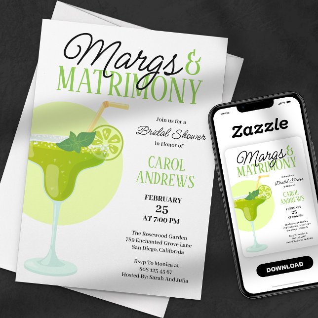 Convites Margs & Matrimony Chuveiro de Noiva Tropical Verde (Criador carregado)