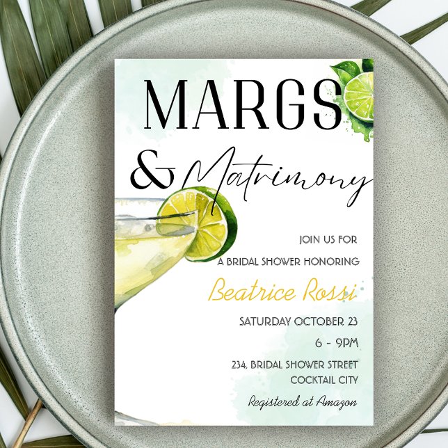 Convites Margs & Matrimony Margarita Chá de panela (Margs Matrimony Margarita Bridal Shower Invitation)
