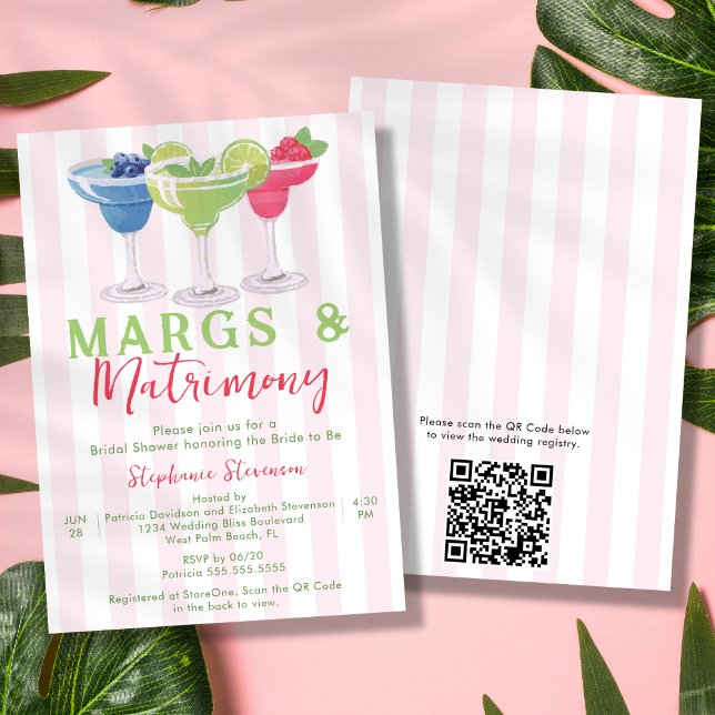 Convites Margs & Matrimony Margarita Código QR Chá de Noiva (Criador carregado)