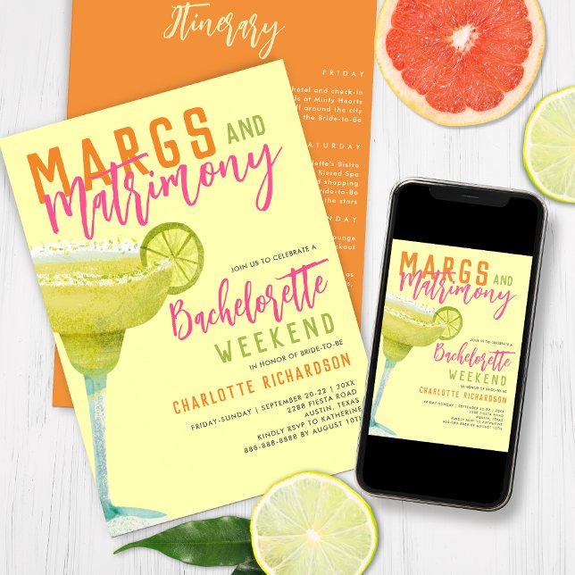 Convites Margs & Matrimony Margaritas Bachelorette Weekend (Criador carregado)