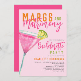 Convites Margs & Matrimony Pink Margarita Bachelorette Bash