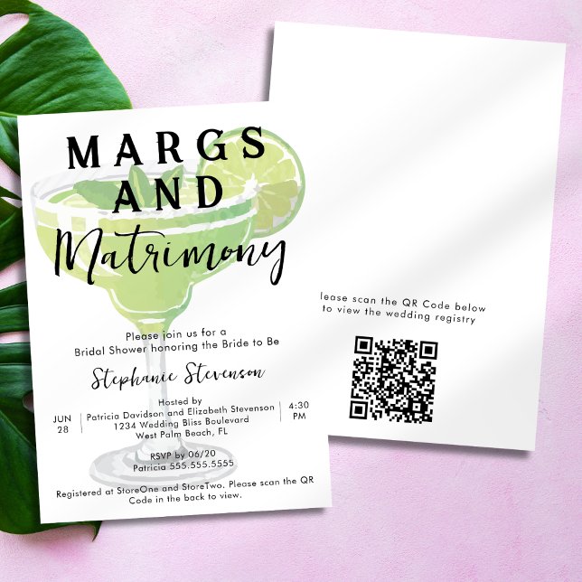 Convites Margs & Matrimony QR Code Margarita Chá de panela (Criador carregado)