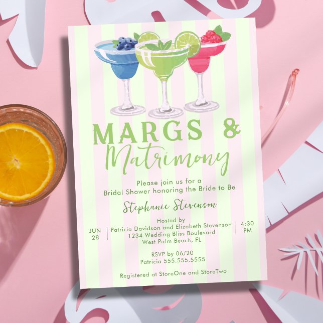 Convites Margs & Matrimony Rosa Menta Verde Chá de Noiva (Criador carregado)