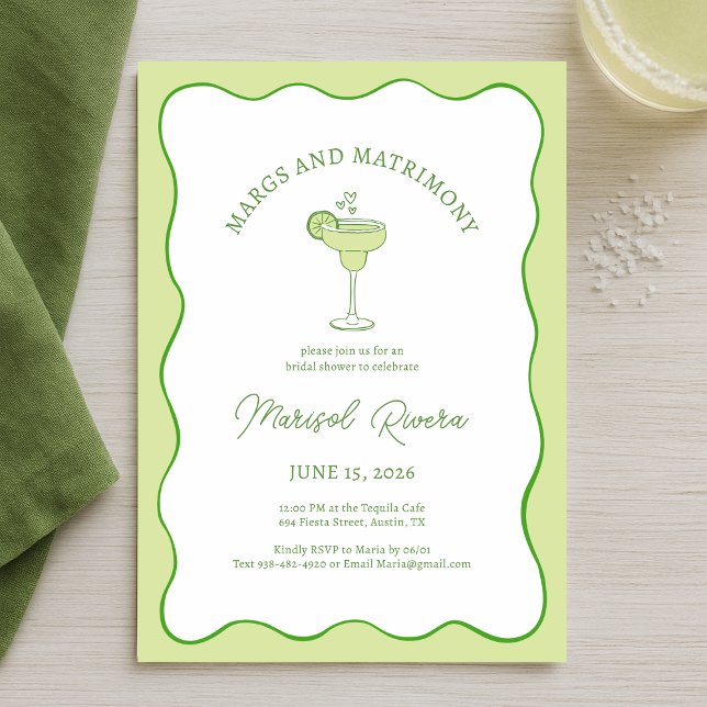 Convites "Margs & Matrimony" Tequila Lime Bridal Shower (Criador carregado)