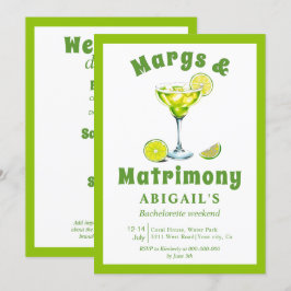 Convites Margs & Matrimony verde limão bachelorette fim de 