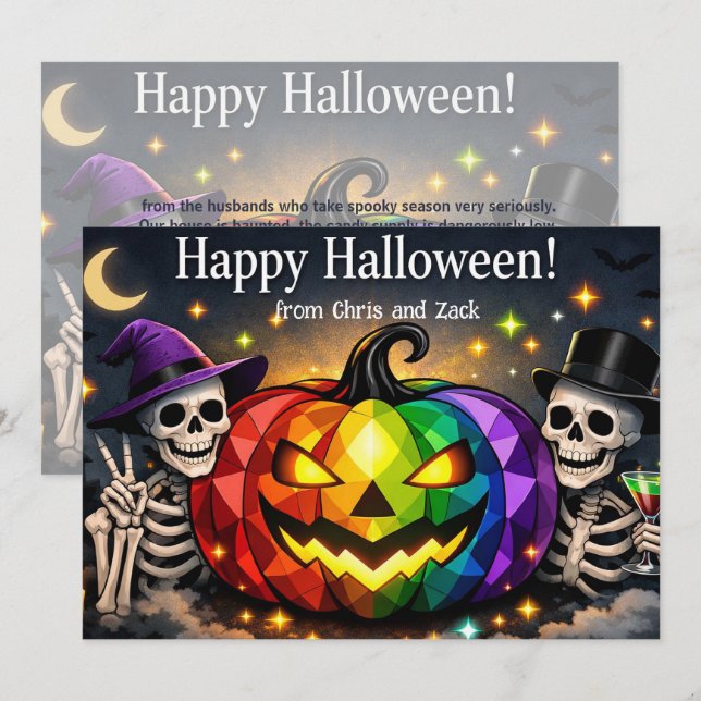 Convites 🎃🌈Maridos Assustadores LGBT (Frente/Verso)