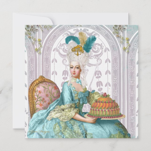 Convites Marie Antoinette Deixe-os Comer Bolo (Frente)