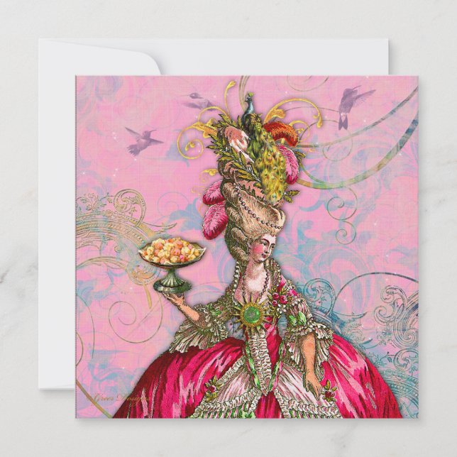 Convites Marie Antoinette Deixe-os Comer Bolo (Frente)