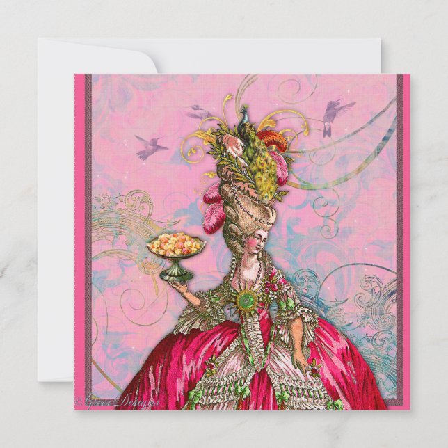 Convites Marie Antoinette, deixe-os comer bolo (Frente)