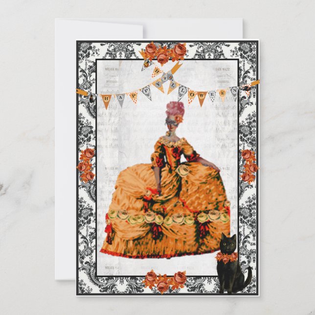 Convites Marie Antoinette e Black Cat Halloween (Frente)