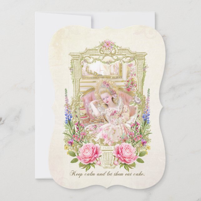 Convites Marie Antoinette let them eat cake invitation (Frente)