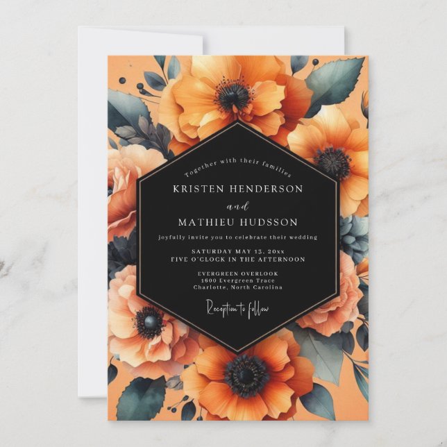 Convites Marigold Noir Painterly Wedding (Frente)