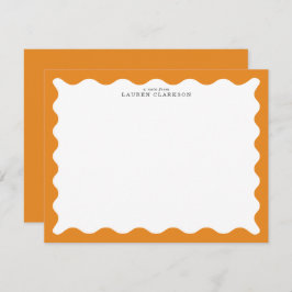 Convites Marigold Orange Wavy Frame Note Card
