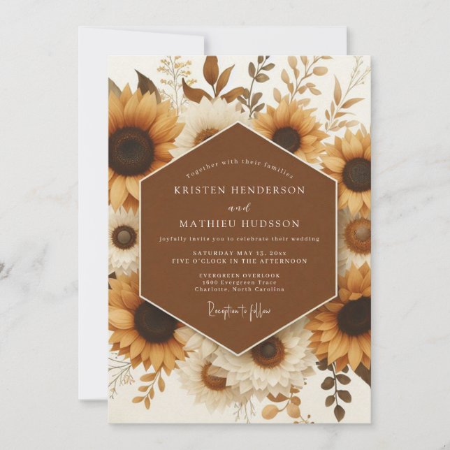 Convites Marigold Rustic Sunflower Wedding (Frente)
