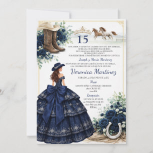 Convites Marinha Azul Floral Charro Princesa 15 Anos Espanh