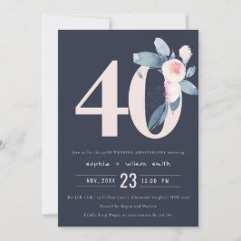 CONVITES MARINHA BEGE AZUL FLORAL 50º ANIVERSÁRIO DE QUALQU