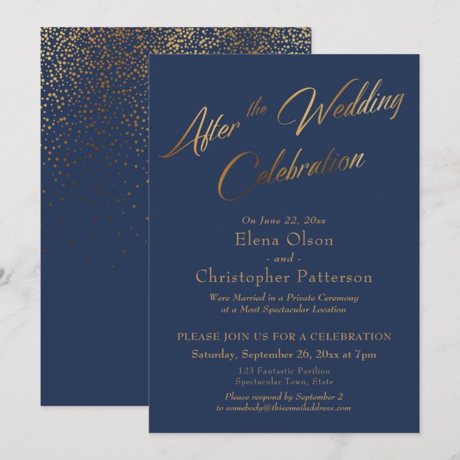 Convites Marinha Depois da Celebração do Casamento, Confete (Frente/Verso)