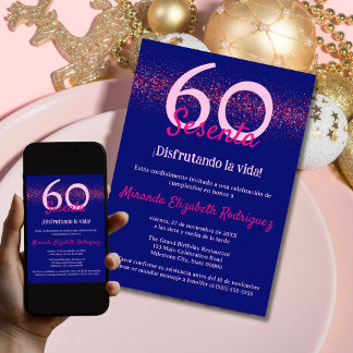 Convites Marinha Espanhola Brilho Rosa Quente Feminino 60º