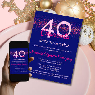 Convites Marinha Espanhola Rosa Vibrante Feminino 40º Anive