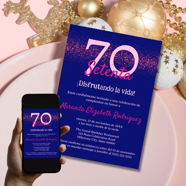 Convites Marinha Espanhola Rosa Vibrante Feminino 70º Anive (Criador carregado)