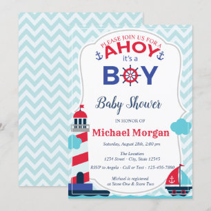 Convites Marinheiro, Ahoy, é um Chá de fraldas
