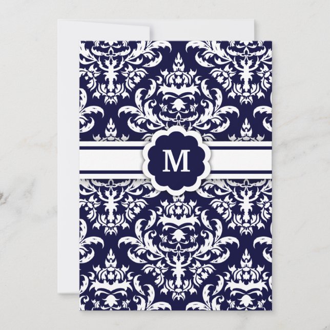 Convites Marinho 311-Marissa Monograma Damask (Frente)