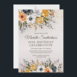 Convites Marinho Amarelo Azul Floral Brilho 60º Aniversário<br><div class="desc">Bonito mostarda amarela e marinho azul-aquarela floral com brilho dourado num convite de aniversário de bronzeado 60. Entre em contato comigo para obter ajuda com a personalização ou para solicitar correspondência ou coordenar produtos Zazzle.</div>