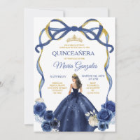 Marinho Arco Azul Princesa Coroa Dourada Quinceañe
