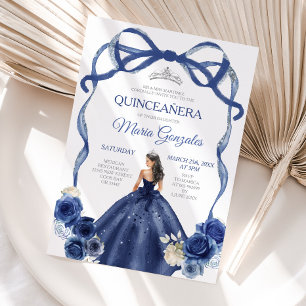 Convites Marinho Arco Azul Princesa Prateada Quinceañera