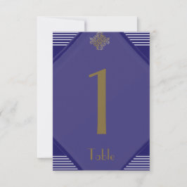 Convites Marinho Art Deco Posh Numeração da Tabela de Casam