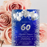 Convites Marinho Azul 60º Aniversário do Confetti<br><div class="desc">Um confete moderno,  chic e glamouroso e balões sobre fundo azul marinho.</div>