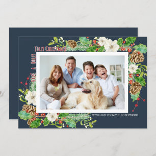 Convites Marinho Azul Água - Cor de Natal Holly Jolly Flora