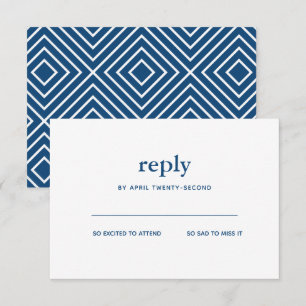 Convites Marinho Azul Bar Moderno Mitzvah White Reply Card